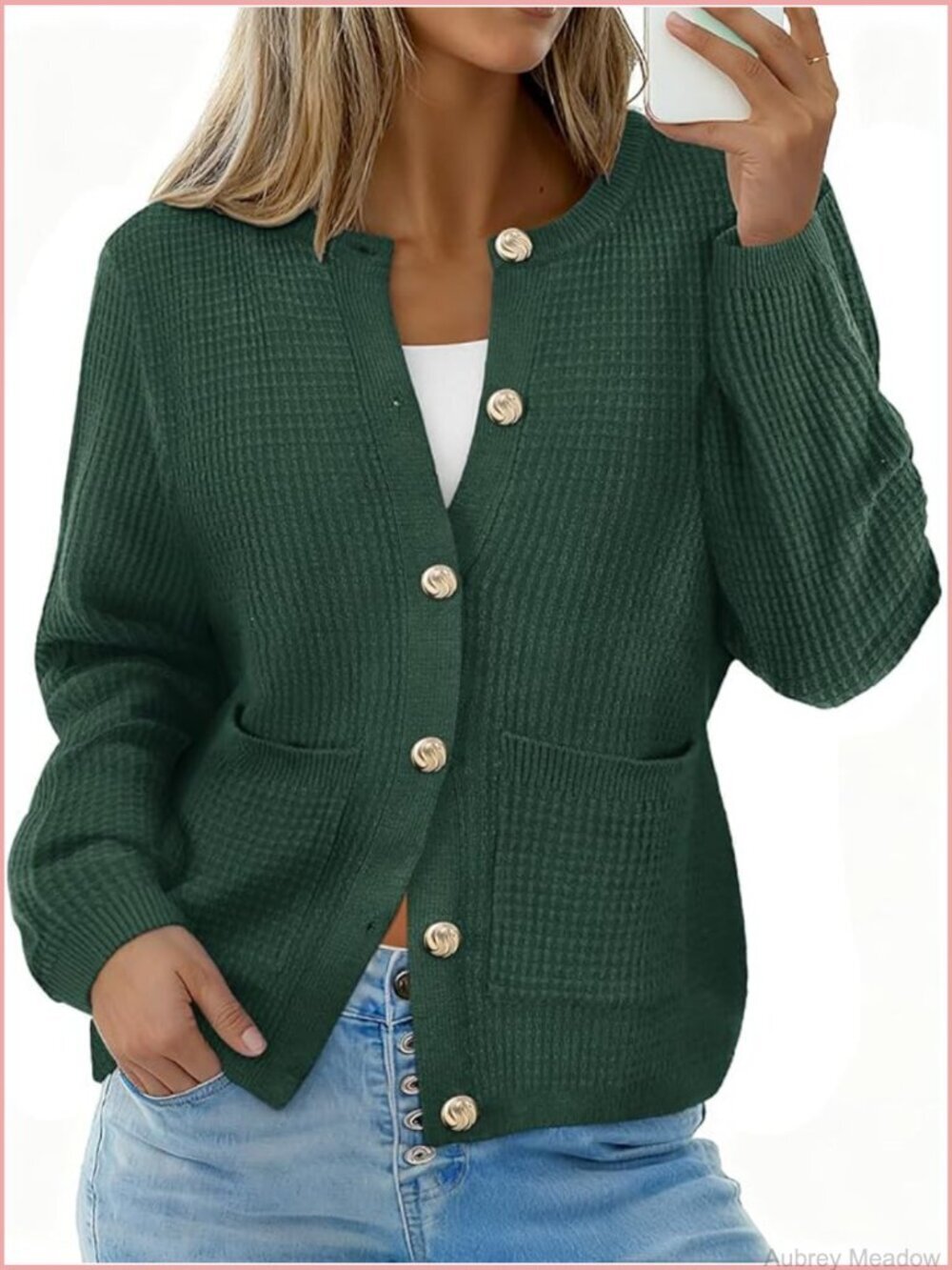 Plus Size Cardigan Sweaters for Women Crewneck Long Sleeve Button Down Knit